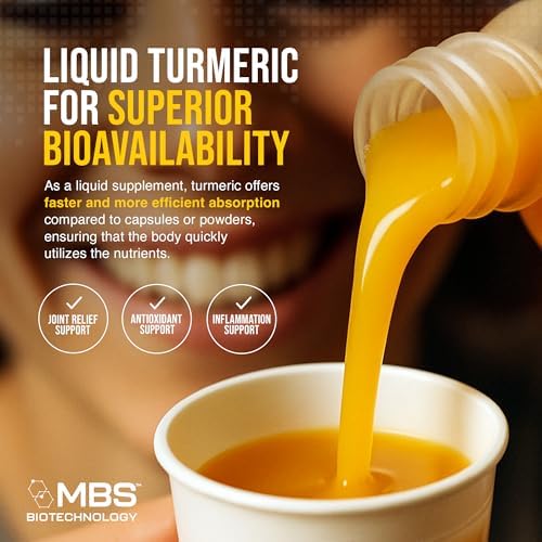 MBS Biotechnology Cúrcuma Líquida Avanzada – Curcumina de Alta Absorción con Pimienta Negra y Vitamina D3 – Soporte para Articulaciones, Inflamación - imagen 4