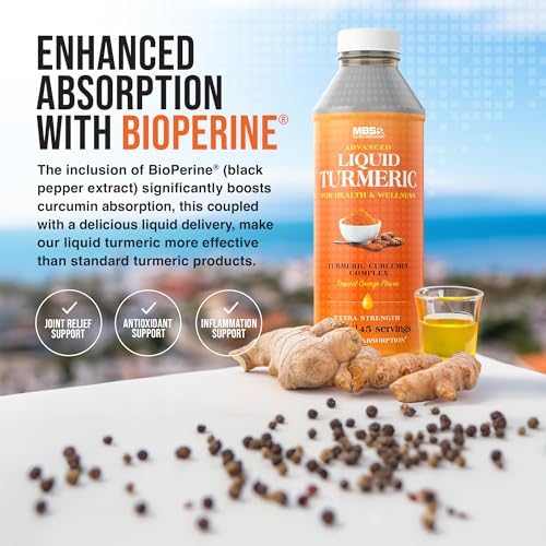 MBS Biotechnology Cúrcuma Líquida Avanzada – Curcumina de Alta Absorción con Pimienta Negra y Vitamina D3 – Soporte para Articulaciones, Inflamación - imagen 5