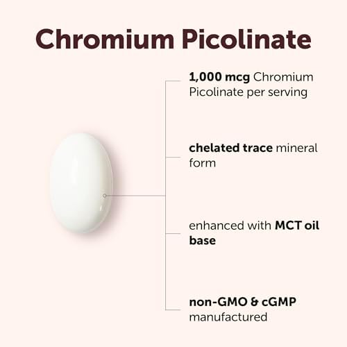 Micro Ingredients Picolinato de Cromo 1,000 mcg por Porción, 500 Softgels, Suplemento Mineral Esencial con Aceite MCT, No GMO - imagen 2