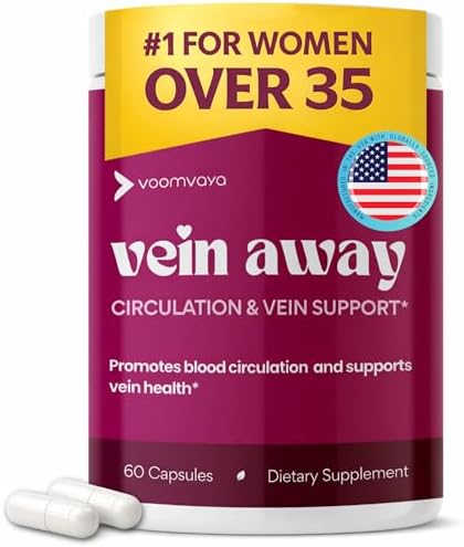 VoomVaya Vein Away – Suplementos para la Circulación y Soporte Venoso para Mujeres 35+ | Tratamiento para Venas Varicosas y Arañitas | 60 Cápsulas - imagen 1