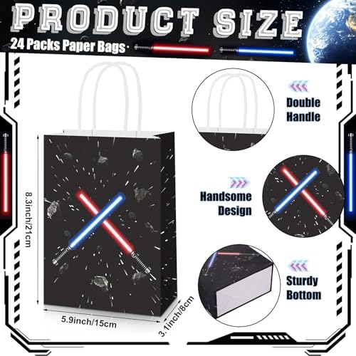 Bolsas de Papel para Fiesta HIYZI de 24 Pzs con Tema de Estrellas - Decoraciones del Universo, Regalos para Cumpleaños y Baby Shower para Niños y - imagen 2