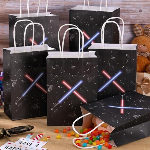 Bolsas de Papel para Fiesta HIYZI de 24 Pzs con Tema de Estrellas - Decoraciones del Universo, Regalos para Cumpleaños y Baby Shower para Niños y - imagen 3