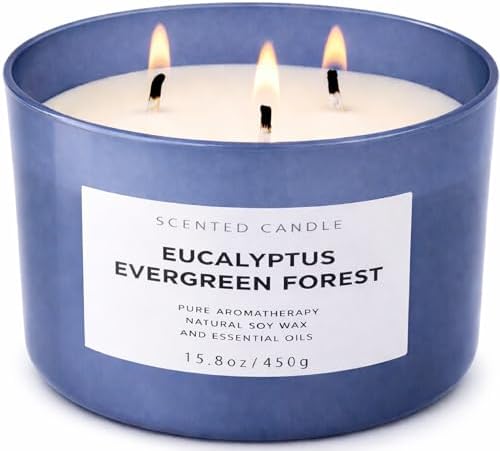 Vela Aromática de Soja Eucalipto Bosque Verde de 3 Mechas | 15.8 oz | Aroma Fresco de Abeto | Larga Duración y Limpia | Ideal para Regalo - imagen 1