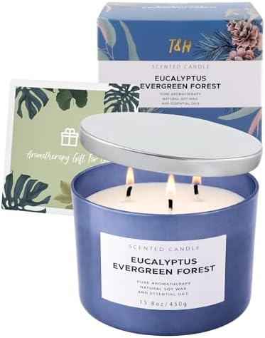 Vela Aromática de Soja Eucalipto Bosque Verde de 3 Mechas | 15.8 oz | Aroma Fresco de Abeto | Larga Duración y Limpia | Ideal para Regalo - imagen 6