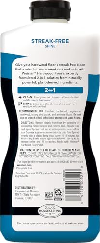 Limpiador de Pisos de Madera Weiman para Pisos Acabados, Ingeniería, Vinilo y Laminados - Brillo Sin Rayas, Sin Residuos - 32 oz (Paquete de 2) - imagen 8