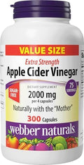 Cápsulas de Vinagre de Sidra de Manzana Webber Naturals 2000 mg con La Madre, Alta Potencia, 300 Cápsulas, Soporte Digestivo Natural, Sin OGM, - imagen 1