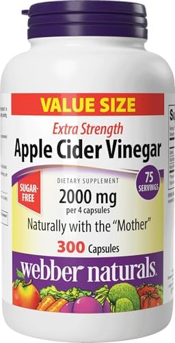 Cápsulas de Vinagre de Sidra de Manzana Webber Naturals 2000 mg con La Madre, Alta Potencia, 300 Cápsulas, Soporte Digestivo Natural, Sin OGM, - imagen 1