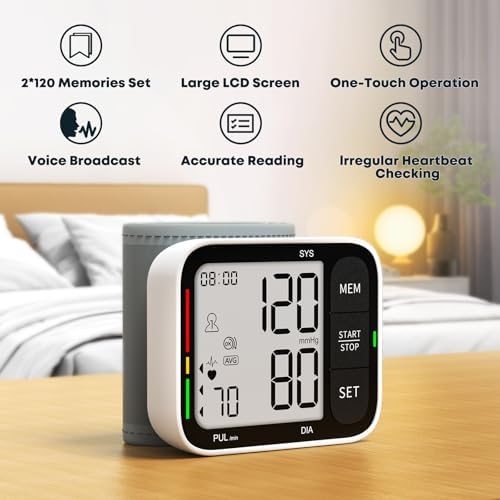 Manga para medir presión arterial aprobada por la FDA, universal (5.3-8.4in), pantalla LCD grande, 2 usuarios, 240 memorias, incluye 2 pilas AAA y - imagen 3