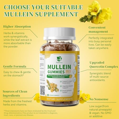 Paquete de 2 Mulas de 9 en 1 para Limpieza Pulmonar y Drenaje Linfático, Extracto de Hoja de Mullein Extra Fuerte con Quercetina, Bromelina, Saúco y - imagen 3