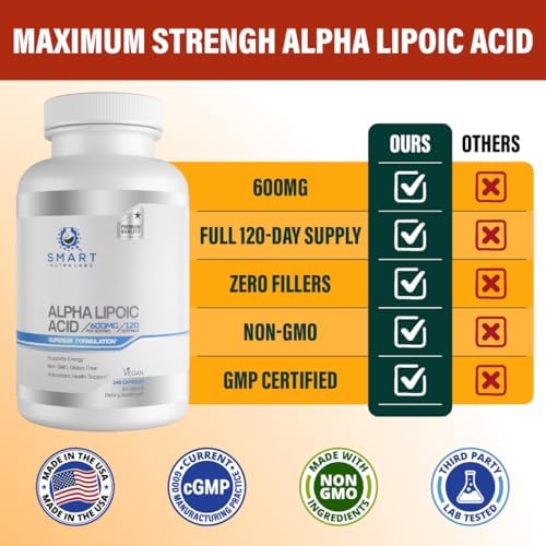 Ácido Alfa Lipoico 600mg por Porción, 240 Cápsulas Veganas - Libre de Gluten, ALA Puro No Transgénico - Apoya Energía y Antioxidantes - imagen 4