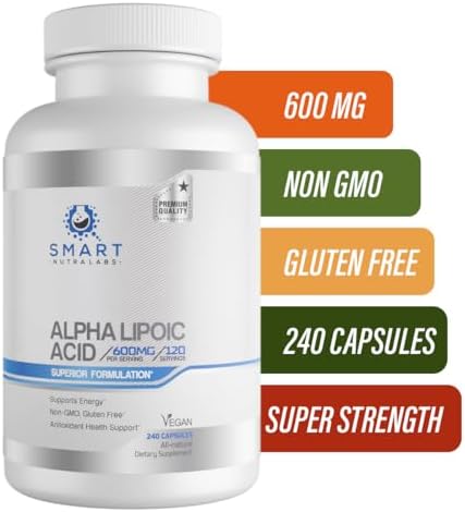 Ácido Alfa Lipoico 600mg por Porción, 240 Cápsulas Veganas - Libre de Gluten, ALA Puro No Transgénico - Apoya Energía y Antioxidantes - imagen 6