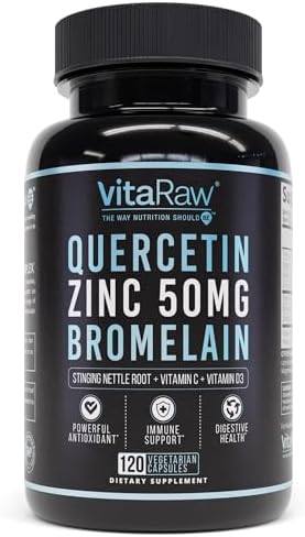 VitaRaw Quercetina con Bromelina 500 mg en Cápsulas, Apoya la Respuesta Inmunitaria, Confort Articular y Bienestar General - Vitamina C, Zinc 50 mg y - imagen 1