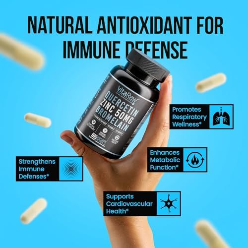VitaRaw Quercetina con Bromelina 500 mg en Cápsulas, Apoya la Respuesta Inmunitaria, Confort Articular y Bienestar General - Vitamina C, Zinc 50 mg y - imagen 3