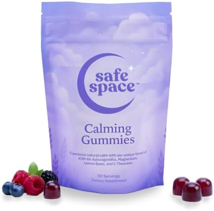 Gomitas Calmantes Safe Space – Alivio del Estrés con Ashwagandha, L-Theanina, Magnesio y Melisa – Soporte para Relajación y Sueño – Veganas (60 - imagen 1