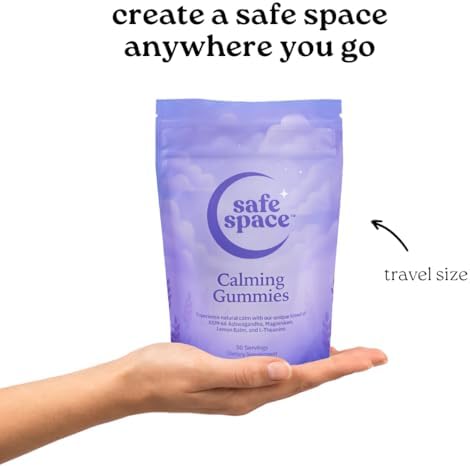 Gomitas Calmantes Safe Space – Alivio del Estrés con Ashwagandha, L-Theanina, Magnesio y Melisa – Soporte para Relajación y Sueño – Veganas (60 - imagen 6
