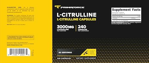 Primaforce L-Citrulina 3000mg, 240 Cápsulas, 60 Porciones - imagen 5