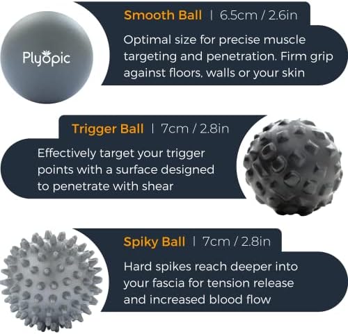 Set de Pelotas de Masaje Plyopic – para Masaje Muscular Profundo, Liberación Miofascial, Puntos Gatillo, Movilidad, Fascitis Plantar - Elimina la - imagen 3
