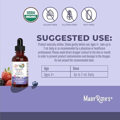 Probiotico Líquido Muy Berry para Niños MARYRUTH'S Organics, 2 FZ - imagen 3