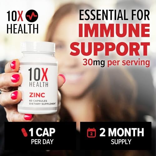 Suplementos de Zinc 10X Health - 30mg de Zinc para Síntesis de ADN y Proteínas, Bienestar General y Soporte Inmunológico - Vitaminas Altamente - imagen 5