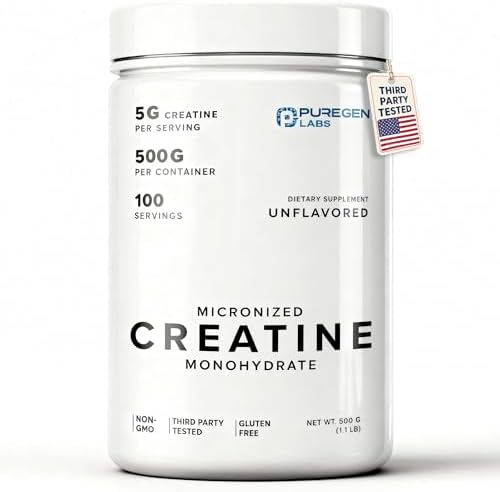 Creatina Monohidratada Micronizada Puregen Labs 500g – Pura, Sin Sabor, Sin Aditivos | 5000mg por Porción (5g) - 100 Porciones | Probada por Terceros - imagen 1