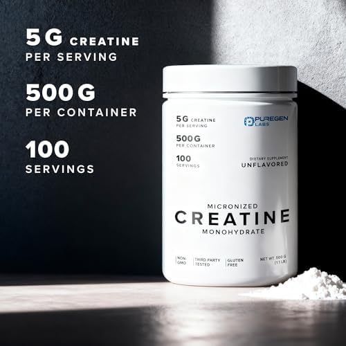 Creatina Monohidratada Micronizada Puregen Labs 500g – Pura, Sin Sabor, Sin Aditivos | 5000mg por Porción (5g) - 100 Porciones | Probada por Terceros - imagen 3