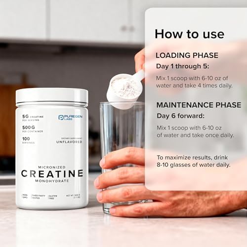 Creatina Monohidratada Micronizada Puregen Labs 500g – Pura, Sin Sabor, Sin Aditivos | 5000mg por Porción (5g) - 100 Porciones | Probada por Terceros - imagen 5