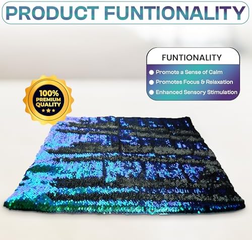 SENSORY4U Almohadilla con Peso para Niños - Manta Sensorial de 5lb con Tela de Lentejuelas para Juego Táctil - Ideal para Calmar y Uso Diario - imagen 4