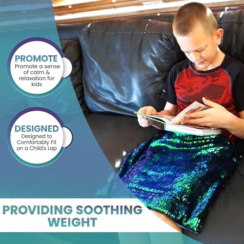 SENSORY4U Almohadilla con Peso para Niños - Manta Sensorial de 5lb con Tela de Lentejuelas para Juego Táctil - Ideal para Calmar y Uso Diario - imagen 6