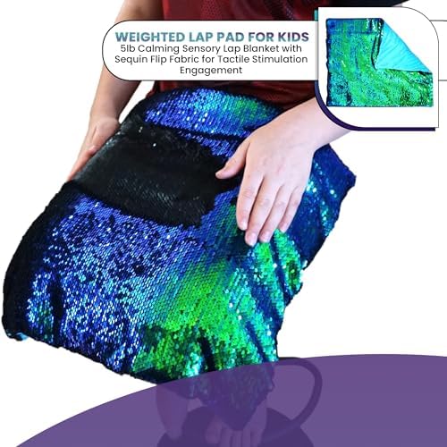 SENSORY4U Almohadilla con Peso para Niños - Manta Sensorial de 5lb con Tela de Lentejuelas para Juego Táctil - Ideal para Calmar y Uso Diario - imagen 7