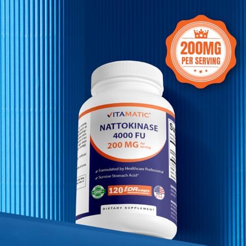 Suplemento de Nattokinase Vitamatic 2 Paquetes 4,000 FU, 120 Cápsulas de Liberación Retardada - Resistente a Ácidos Estomacales - Sin OGM y Sin - imagen 6