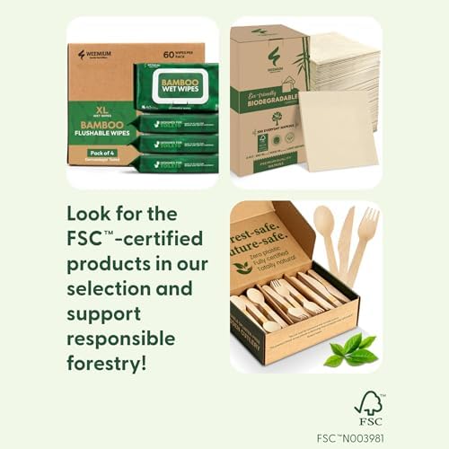 Set de Cubiertos Desechables de Madera Weemium - 300 Piezas (100 Cucharas, 100 Cuchillos, 100 Tenedores) - Empaque Sin Plástico - Utensilios - imagen 2