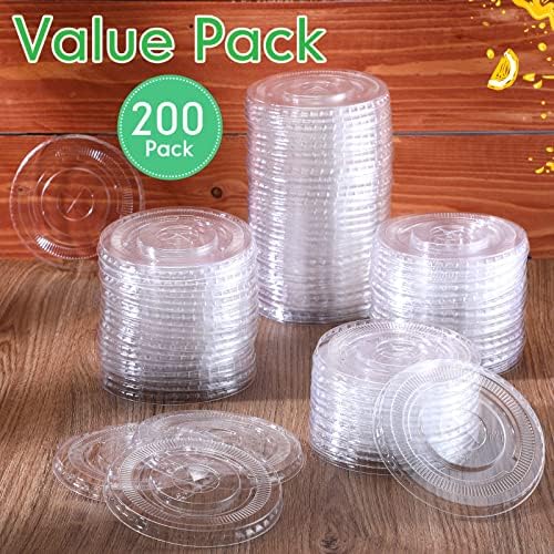 200 Piezas de Tapas Planas Transparentes de Plástico Desechables PET con Abertura para Popote, Compatibles con Vasos de 12 oz, 16 oz, 20 oz y 24 oz - imagen 5