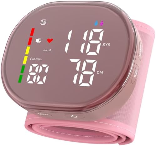 Monitor de Presión Arterial de Muñeca Guaever Recargable con Manguito de 5.3 a 7.7, 2×120 Memoria, Automático y Profesional (Rosa) - imagen 1
