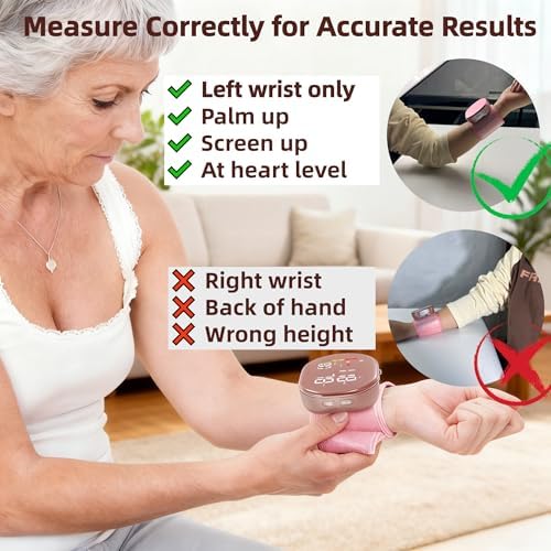 Monitor de Presión Arterial de Muñeca Guaever Recargable con Manguito de 5.3 a 7.7, 2×120 Memoria, Automático y Profesional (Rosa) - imagen 7