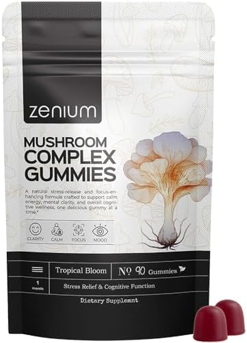 Zenium - Complejo de Hongos 90 Gomas de 5000mg de Melena de León, 1000mg de Reishi, Cordyceps y Más | Alivio de Tensión, Preocupación e Irritabilidad - imagen 1