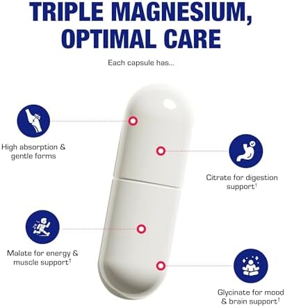 Complejo de Magnesio Triple 400 Mg - Suplemento Clínico de Magnesio Quelado con Glicinato, Malato y Citrato para Salud Óptima de Músculos, Nervios, - imagen 4