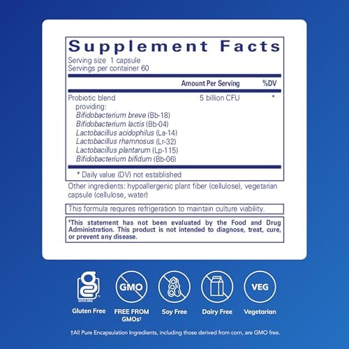 Pure Encapsulations PureProbiotic | Fórmula probiótica multi-cepa libre de alérgenos para la salud inmunológica y gastrointestinal* | 60 cápsulas - imagen 2
