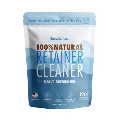 Base & Clean – El Refrescante Diario™ | Limpiador Natural para Retenedores y Alineadores en Polvo | Uso Diario | Suministro para 4 Meses | Sin - imagen 1