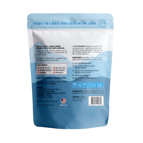 Base & Clean – El Refrescante Diario™ | Limpiador Natural para Retenedores y Alineadores en Polvo | Uso Diario | Suministro para 4 Meses | Sin - imagen 2