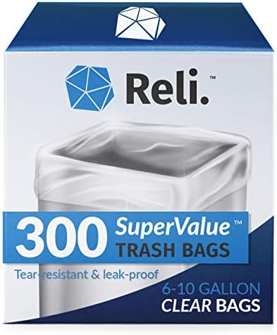 Bolsas de Basura Reli. de 6-10 Galones | 300 Bolsas | Transparentes | Fuertes | Para Baño - imagen 1