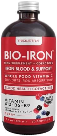 Suplemento de Hierro Líquido | Orgánico Certificado, Sabor a Baya - Aumenta la Absorción de Vitamina C y Vitaminas B para la Sangre - Methyl B12, - imagen 1