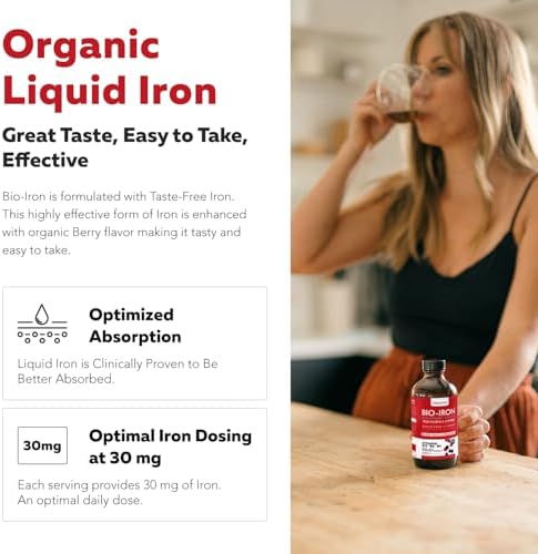 Suplemento de Hierro Líquido | Orgánico Certificado, Sabor a Baya - Aumenta la Absorción de Vitamina C y Vitaminas B para la Sangre - Methyl B12, - imagen 3