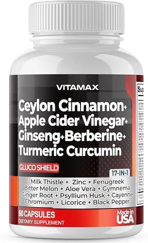 Ceylon Canela, Vinagre de Sidra de Manzana, Cúrcuma - Soporte de Salud Gluco - Ginseng Panax, Berberina, Melón Amargo, Cardo Mariano, Fenogreco - No - imagen 1