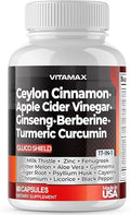 Ceylon Canela, Vinagre de Sidra de Manzana, Cúrcuma - Soporte de Salud Gluco - Ginseng Panax, Berberina, Melón Amargo, Cardo Mariano, Fenogreco - No - imagen 1