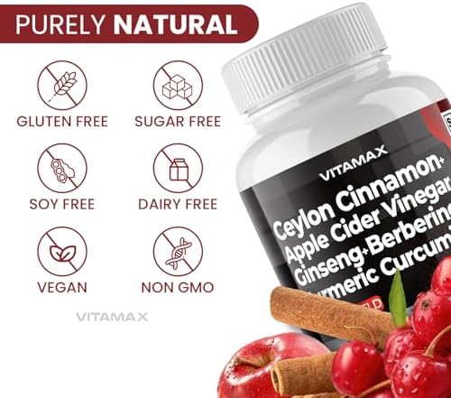 Ceylon Canela, Vinagre de Sidra de Manzana, Cúrcuma - Soporte de Salud Gluco - Ginseng Panax, Berberina, Melón Amargo, Cardo Mariano, Fenogreco - No - imagen 8