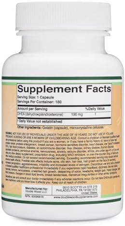 DHEA 100mg | 180 Cápsulas | Máxima Potencia 6 Meses de Suministro | Probado por Terceros | Equilibrio Hormonal y Envejecimiento Saludable de Double - imagen 3