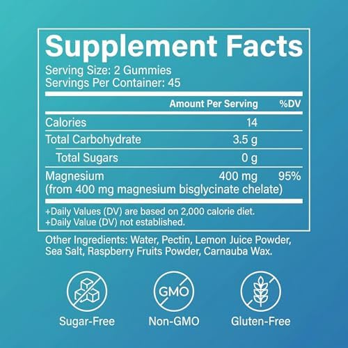 Gomitas de Bisglicinato de Magnesio, 400mg Suplemento de Alta Absorción, Sabor Frambuesa, Apoya Función Muscular y Nerviosa, Relajación y Bienestar - imagen 7