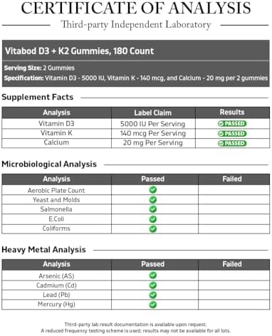 Vitabod Gomas de Vitamina D3 + K2 – Soporte para Huesos y Corazón – 180 Gomas Veganas a Base de Pectina - imagen 3