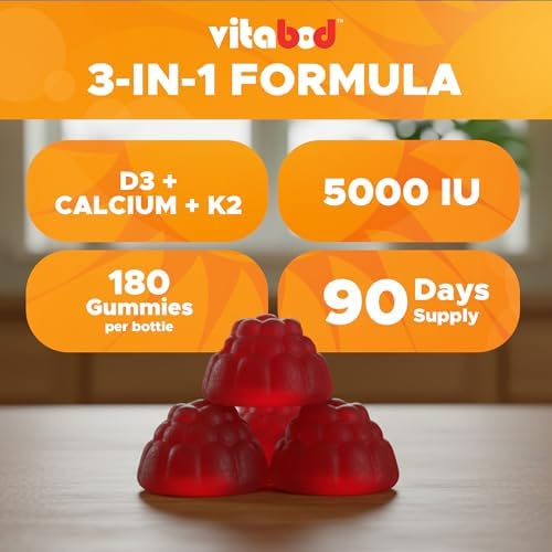 Vitabod Gomas de Vitamina D3 + K2 – Soporte para Huesos y Corazón – 180 Gomas Veganas a Base de Pectina - imagen 6