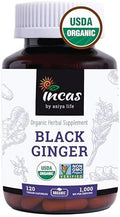 Jengibre Negro Tailandés Orgánico INCAS para Hombres 120 Cápsulas Veganas 500mg Verificadas No GMO | r y Único Kaempferia Parviflora Certificado - imagen 1